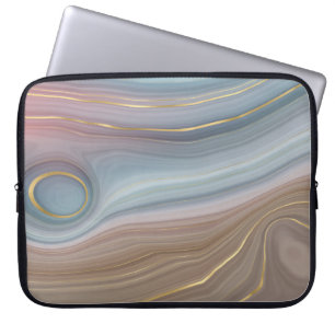 Luxe Strata   Dusty Slate Blue Taupe Pink Agate Laptopschutzhülle