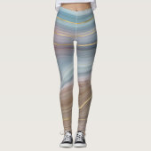 Luxe Strata | Dusty Slate Blue Taupe Pink Agate Leggings (Vorderseite)