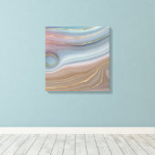 Luxe Strata | Dusty Slate Blue Taupe Pink Agate Leinwanddruck (Insitu (Holzboden))