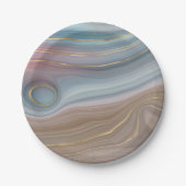 Luxe Strata | Dusty Slate Blue Taupe Pink Agate Pappteller (Vorderseite)