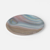 Luxe Strata | Dusty Slate Blue Taupe Pink Agate Pappteller (Schrägansicht)