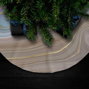 Luxe Strata   Dusty Slate Blue Taupe Pink Agate Polyester Weihnachtsbaumdecke