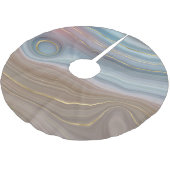 Luxe Strata | Dusty Slate Blue Taupe Pink Agate Polyester Weihnachtsbaumdecke (Schrägansicht)