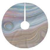 Luxe Strata | Dusty Slate Blue Taupe Pink Agate Polyester Weihnachtsbaumdecke (Vorderseite)