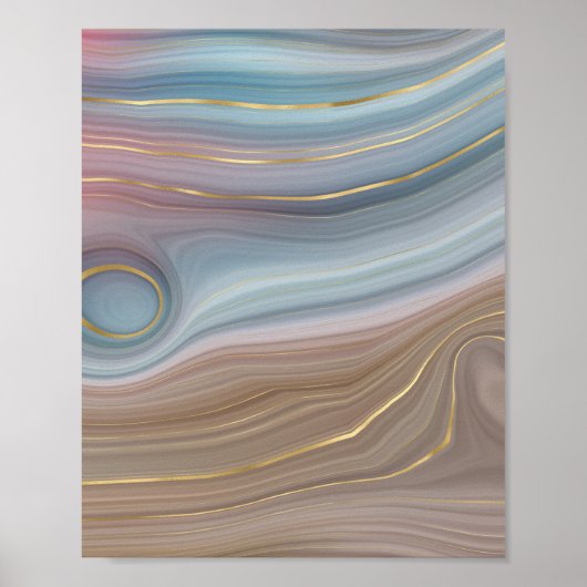 Luxe Strata | Dusty Slate Blue Taupe Pink Agate Poster (Vorne)