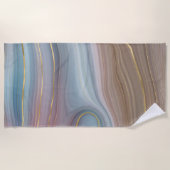 Luxe Strata | Dusty Slate Blue Taupe Pink Agate Strandtuch (Vorderseite)