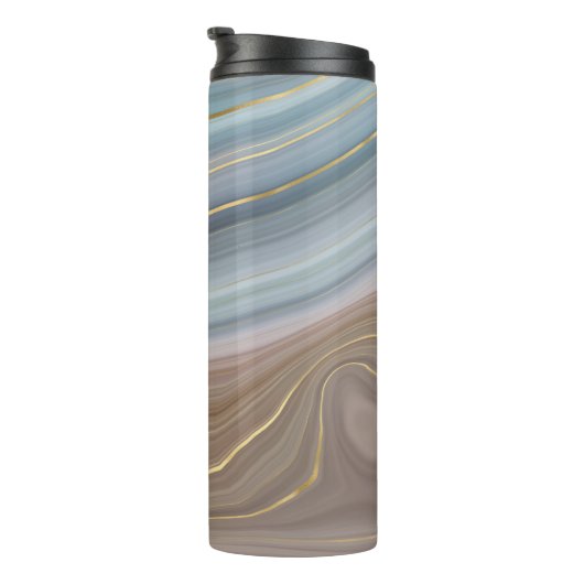 Luxe Strata | Dusty Slate Blue Taupe Pink Agate Thermosbecher (Nach rechts gedreht)
