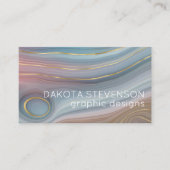 Luxe Strata | Dusty Slate Blue Taupe Pink Agate Visitenkarte (Vorderseite)