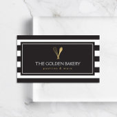 Luxe Striped Gold Whisk Spoon Logo Bakery, Koch Visitenkarte