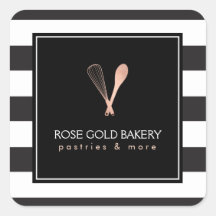Luxe Stripte Rose Gold Whisk Spoon Logo Bäckerei