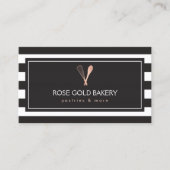 Luxe Stripte Rose Gold Whisk Spoon Logo Bäckerei Visitenkarte (Vorderseite)