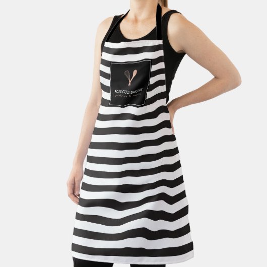 Luxe Stripte Rose Gold Whisk Spoon Logo Schürze (InSitu)