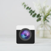 Luxe Style Fotograf Camera Lens Quadratische Visitenkarte (Stehend Vorderseite)
