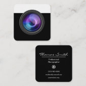 Luxe Style Fotograf Camera Lens Quadratische Visitenkarte (Vorne/Hinten)