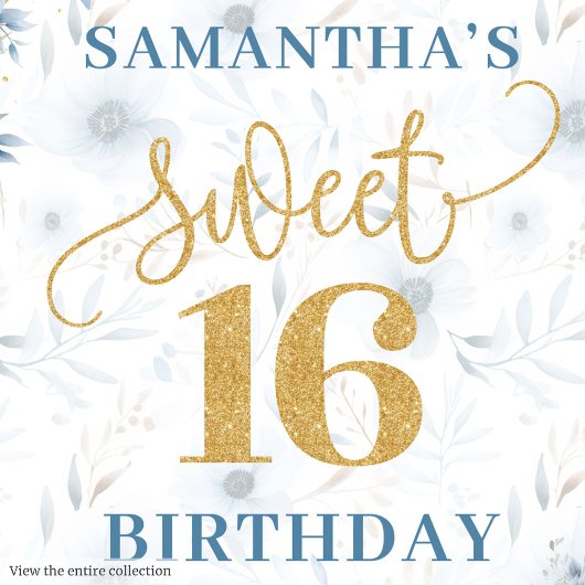 Luxe Sweet 16 Dusty Blue Gold Glitzer Leckerei Box Geschenkschachtel