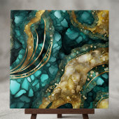 Luxe Teal Turquoise Liquid Gold Marble Agate Geode Fliese
