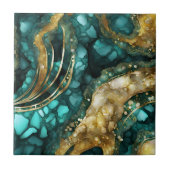 Luxe Teal Turquoise Liquid Gold Marble Agate Geode Fliese (Vorderseite)