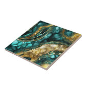 Luxe Teal Turquoise Liquid Gold Marble Agate Geode Fliese (Seite)
