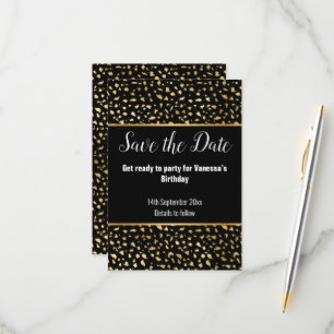 LUXE TIERDRUCKER SCHWARZER GLITZER SAVE THE DATE RSVP KARTE