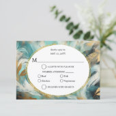 Luxe Turquoise Gold Brushstroke RSVP Karte (Stehend Vorderseite)