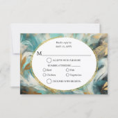 Luxe Turquoise Gold Brushstroke RSVP Karte (Vorderseite)