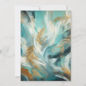 Luxe Turquoise Gold Brushstroke Wedding Einladung (Rückseite)