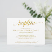 Luxe Typografy Empfang Card | Imitate Gold Foil Einladung (Stehend Vorderseite)