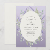 Luxe-Veilchen-Aquarell-Hochzeit Einladung (Vorne/Hinten)
