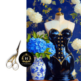 Luxe Vintag Corset Dress Form Blumendekoupage Seidenpapier