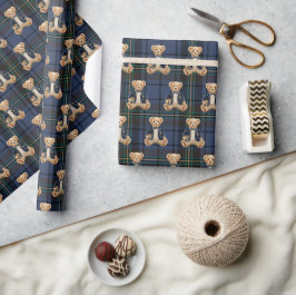 Luxe Vornehme Karo-Teddybär Geschenkpapier