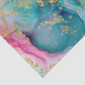 Luxe Wasserfarbe Pink Blau und Gold Abstrakt Seidenpapier (Detail)