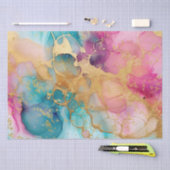 Luxe Wasserfarbe Pink Blau und Gold Abstrakt Seidenpapier (Handwerk)