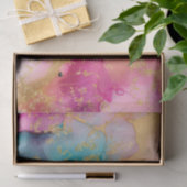 Luxe Wasserfarbe Pink Blau und Gold Abstrakt Seidenpapier (Geschenk)