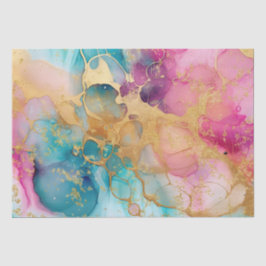 Luxe Wasserfarbe Pink Blau und Gold Abstrakt Seidenpapier