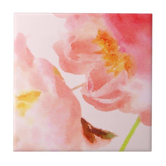 Luxe Watercolor Pink Florals Fliese (Vorderseite)