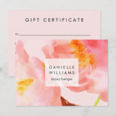 Luxe Watercolor Pink Florals Geschenkgutschein (Vorne/Hinten)