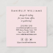 Luxe Watercolor Pink Florals Quadratische Visitenkarte (Rückseite)