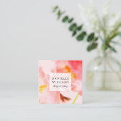 Luxe Watercolor Pink Florals Quadratische Visitenkarte (Stehend Vorderseite)