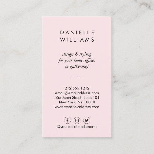 Luxe Watercolor Pink Florals Visitenkarte (Rückseite)