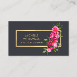 Luxe Watercolor Rose Gold/Grau Visitenkarte