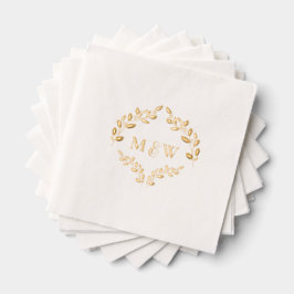Luxe Wedding Gold Blatt Monogram Wappen Servietten Mit Folie