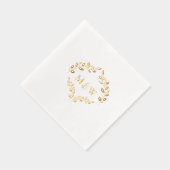 Luxe Wedding Gold Blatt Monogram Wappen Servietten Mit Folie (Rechts)