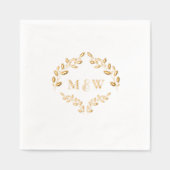 Luxe Wedding Gold Blatt Monogram Wappen Servietten Mit Folie (Vorderseite)