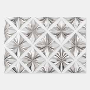 Luxe Weißmarmor Silver Glitzer Wrapping Paper Geschenkpapier Set
