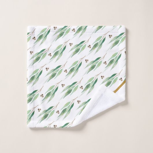 LUXE WHITE EUCALYPTUS GOLD BATH TOWEL SET (Waschlappen)