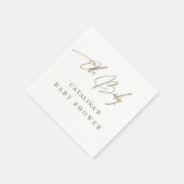 Luxe White Gold Calligraphy Baby Shower Napkins Serviette (Ecke)