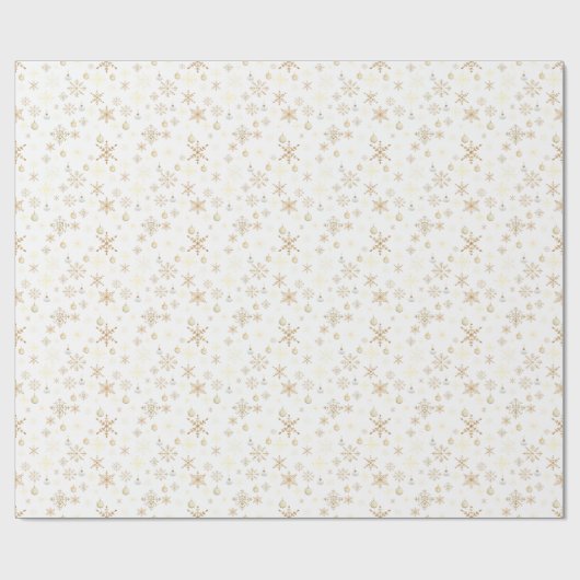 Luxe White & Gold Snowflake Christmas Geschenkpapier (Flach)