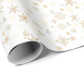 Luxe White & Gold Snowflake Christmas Geschenkpapier (Rolleneckpunkt)