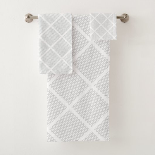LUXE WHITE GRAU FLORAL ABSTRAKT BATH TOWEL SET (Insitu)
