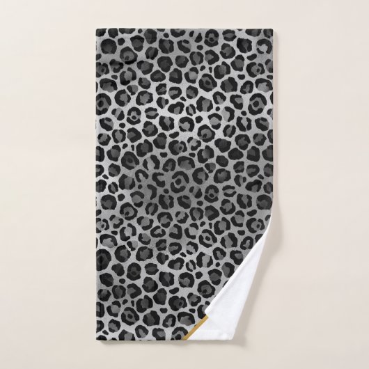 LUXE WHITE GRAY LEOPARD GOLD BATH TOWEL SET (Handtuch)